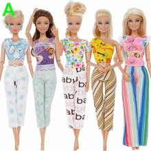 Load image into Gallery viewer, 5 set Handmade Fashion Outfit Daily Casual Wear Blouse Shirt Vest Bottom Pants Skirt Clothes For Barbie Doll Accessories
