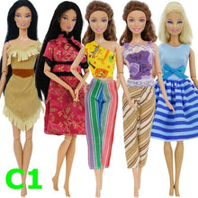 Load image into Gallery viewer, 5 set Handmade Fashion Outfit Daily Casual Wear Blouse Shirt Vest Bottom Pants Skirt Clothes For Barbie Doll Accessories