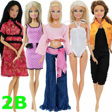 Load image into Gallery viewer, 5 set Handmade Fashion Outfit Daily Casual Wear Blouse Shirt Vest Bottom Pants Skirt Clothes For Barbie Doll Accessories