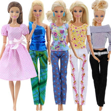 Load image into Gallery viewer, 5 set Handmade Fashion Outfit Daily Casual Wear Blouse Shirt Vest Bottom Pants Skirt Clothes For Barbie Doll Accessories